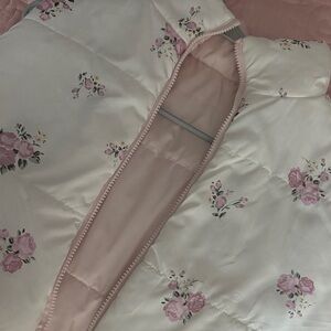 Floral Puffer Vest with Pink Roses